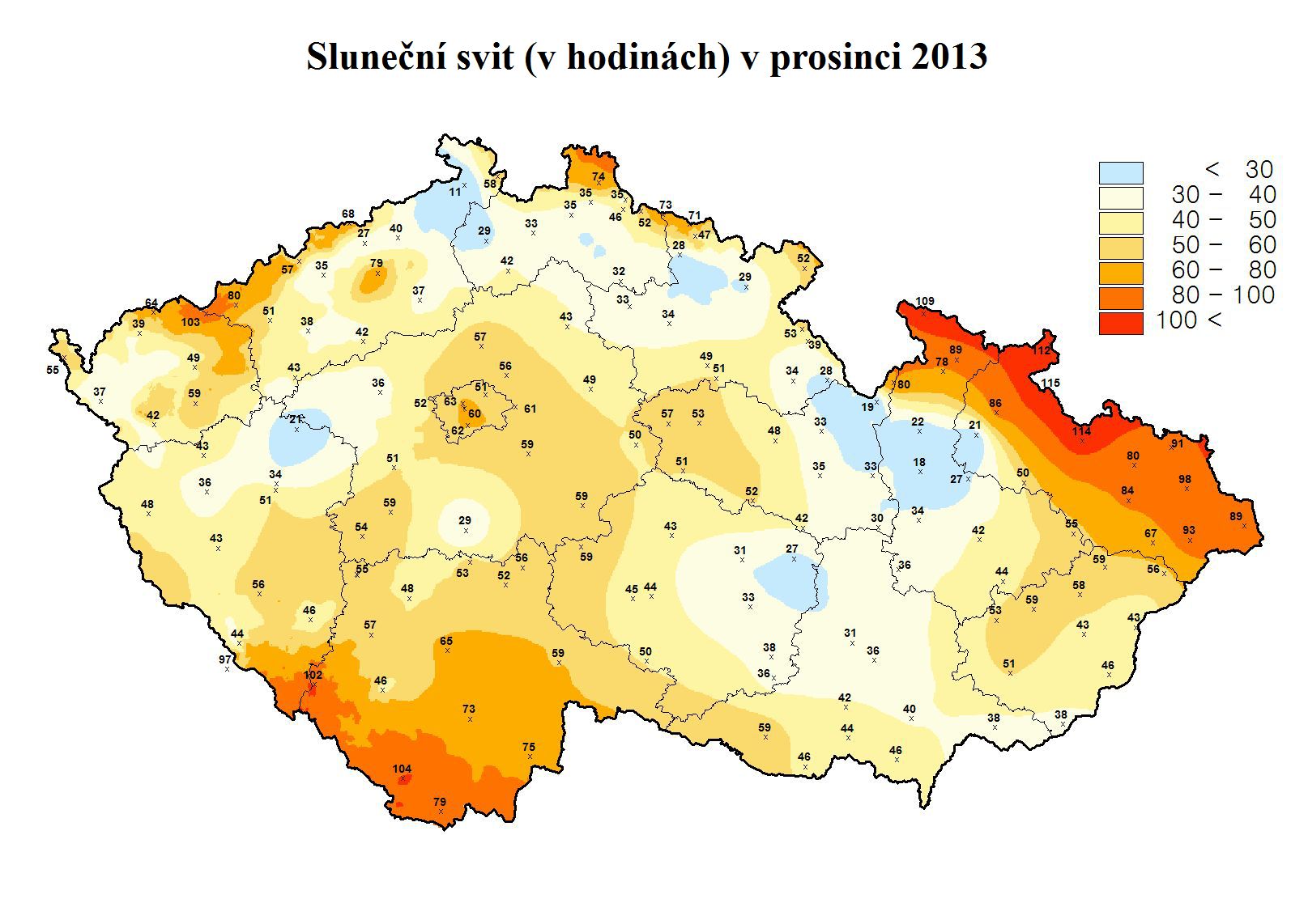 sluneční svit prosinec 2013